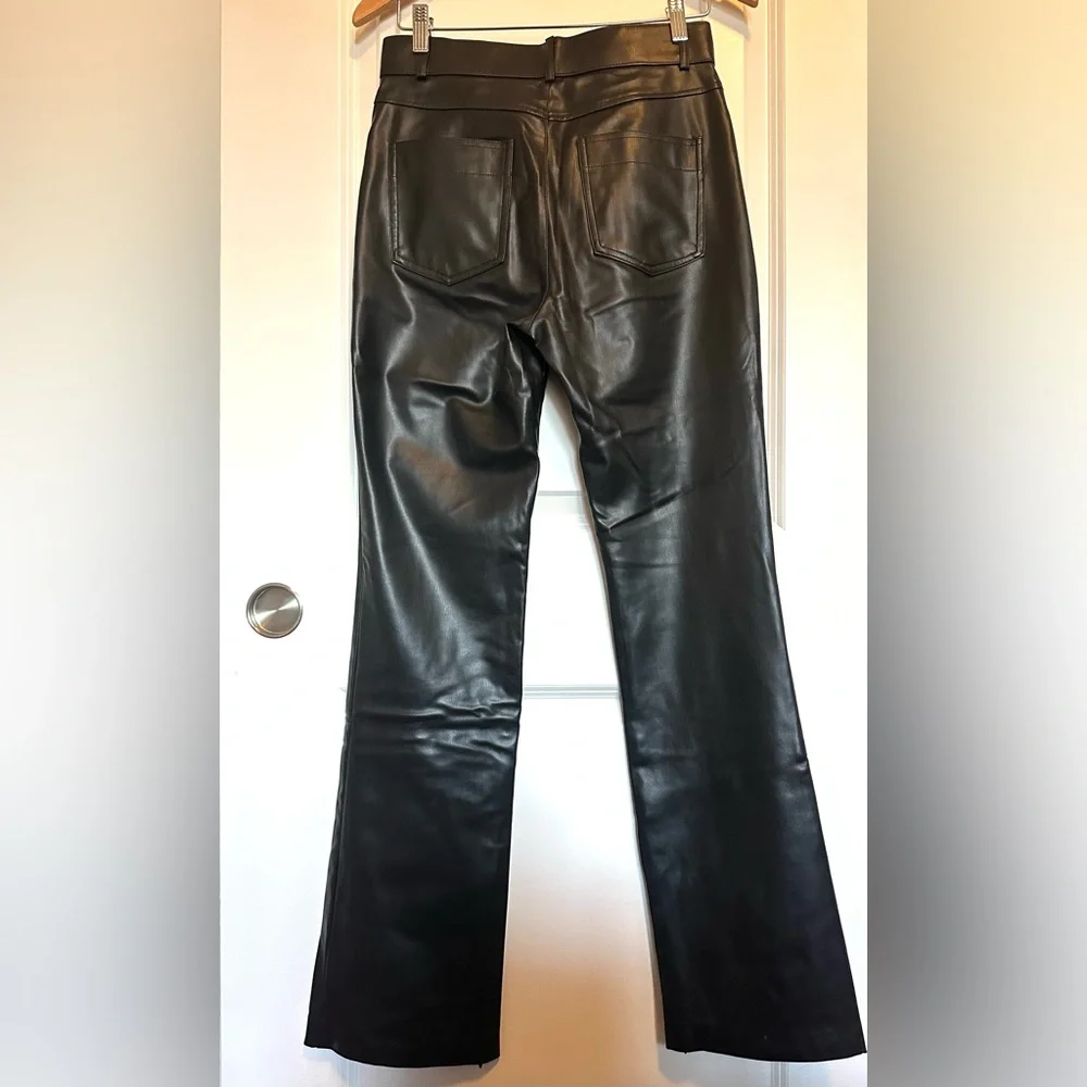 Zara Black Faux Leather Flared Pants - Picture 2 of 8